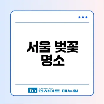 서울에서 즐기는 벚꽃 명소 7곳