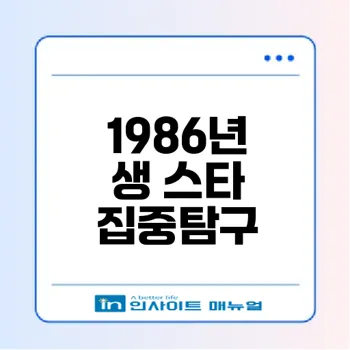 1986년생 연예인들의 활약과 매력은?