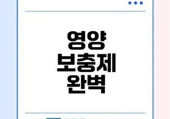 영양 보충제의 종류와 효과로 알아보는 건강 유지법