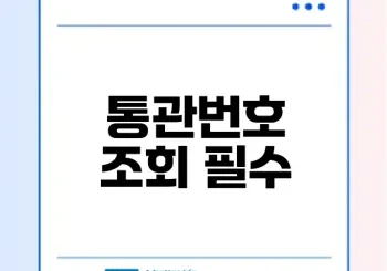 관세청 통관번호 조회의 중요성과 방법