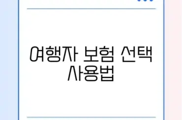 여행자 보험 선택 사용법