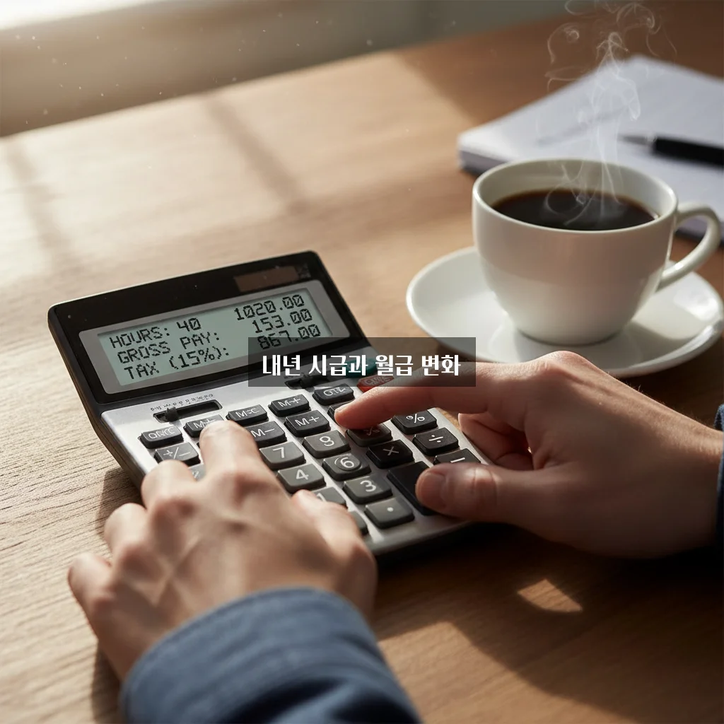 2026년 최저시급 확정 금액 및 주휴수당 계산기 (월급 실수령액) 관련 이미지 3