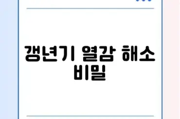 갱년기 여성에게 좋은 영양제 및 열감 내리기