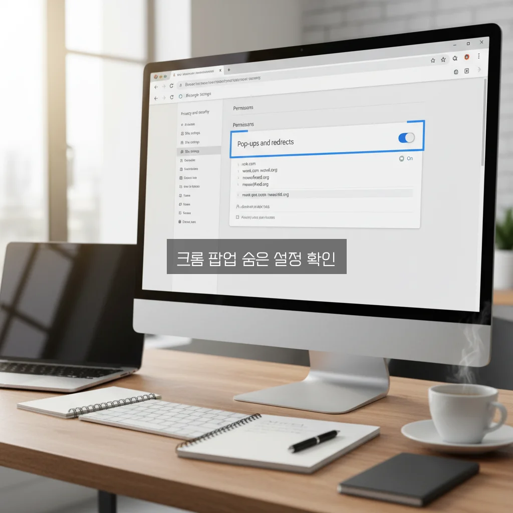 구글 크롬 팝업 차단 해제 및 특정 사이트 허용 관련 이미지 1