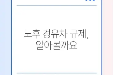 노후 경유차 운행 제한, 꼭 알아봐야 할 가이드