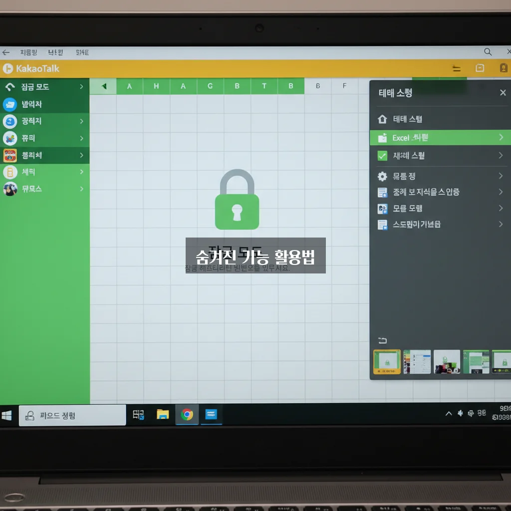 카톡 PC버전 잠금 모드 설정 및 엑셀 테마 적용 관련 이미지 1