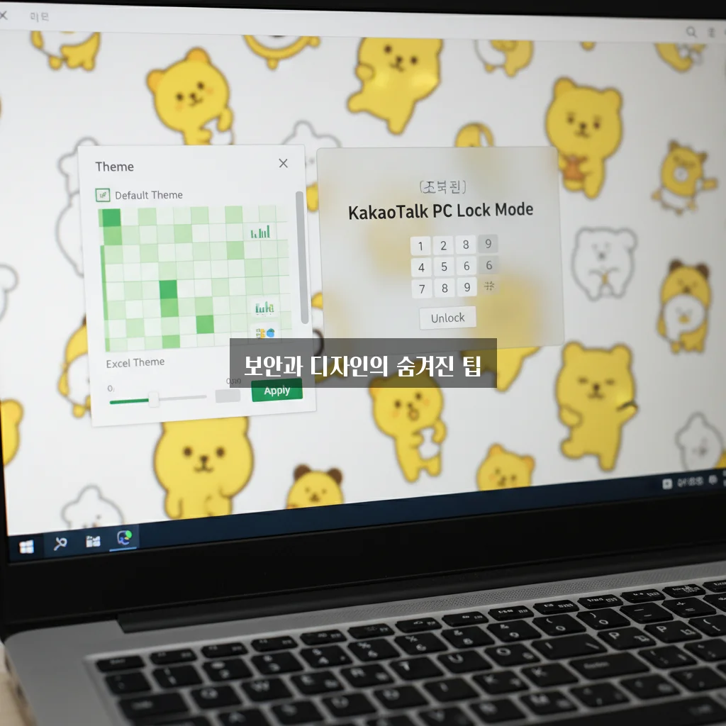카톡 PC버전 잠금 모드 설정 및 엑셀 테마 적용 관련 이미지 2