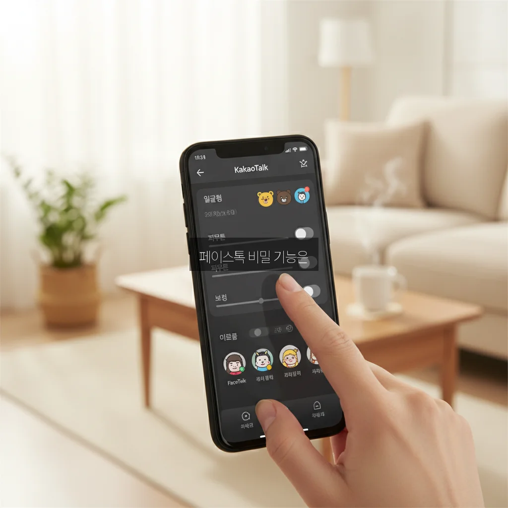 카톡 페이스톡 필터 설정 및 화면 녹화 알림 관련 이미지 1