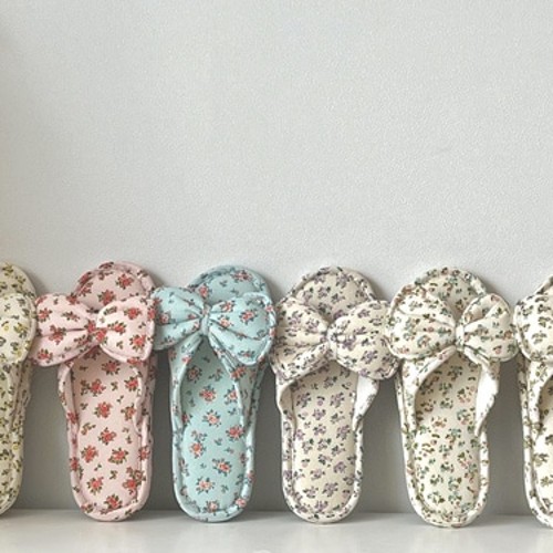 봄봄 미니플라워 삼중 3중 쿠션 세겹 3겹 면 실내화 거실화 퀼트 슬리퍼 층간소음