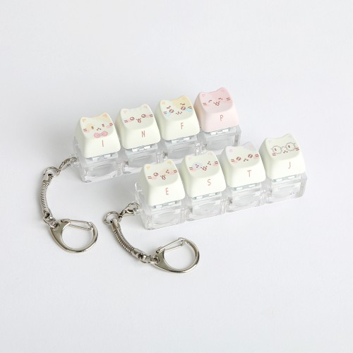 SPM 고양이 MBTI 키보드키링 키캡키링 기계식 딸깍이 청축 키홀더 4구 열쇠고리