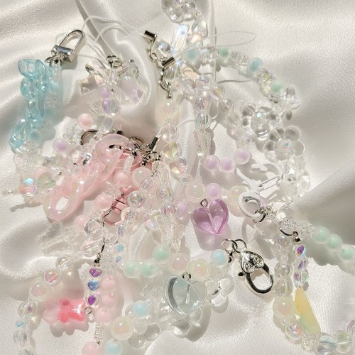 비즈 키링 만들기 세트 DIY 비즈공예 재료 부자재 열쇠고리 파스텔 키트