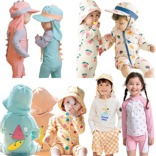 유아 아기 래쉬가드 돌 아기 수영복 전신 과일 원피스 래시가드 상하세트