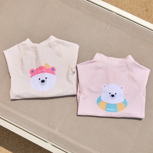 밍곰 아기 수영복 돌 유아 자외선차단 여아 래쉬가드 세트 수영모 올인원 일체형