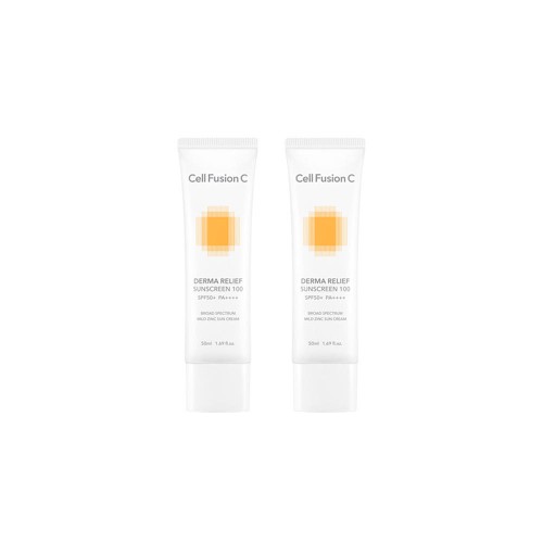 셀퓨전씨 더마 릴리프 썬스크린 50ml+50ml SPF 50+ PA++++ / 온가족 데일리 저자극 마일드 무기자차 선크림