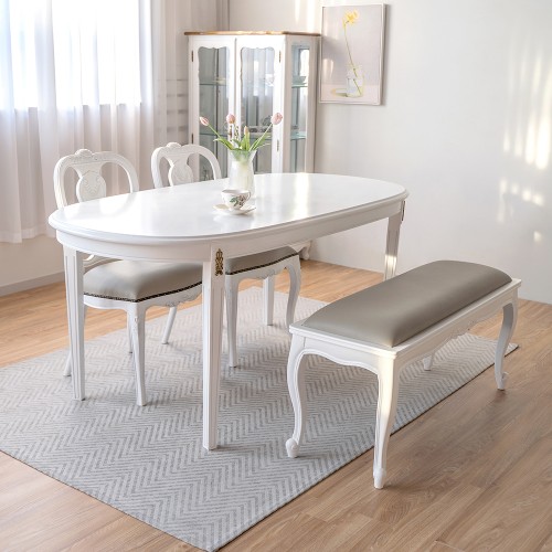 크램드 프렌치 엔틱 6인용 원목 식탁세트 봄베이의자