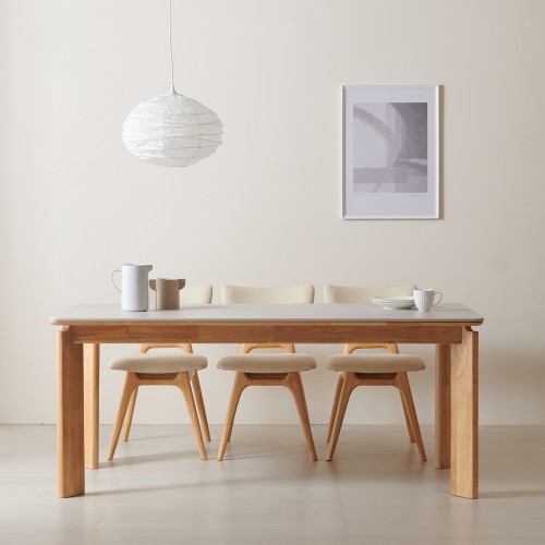 수림 원목 포세린 세라믹식탁 세트 6인용 포쉐린 테이블+의자3+벤치1, 1800mm, 네추럴