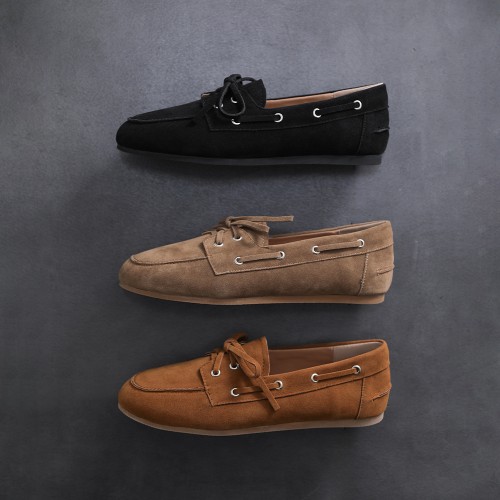 라빈 레이스업 스웨이드 스트랩 데일리 로퍼