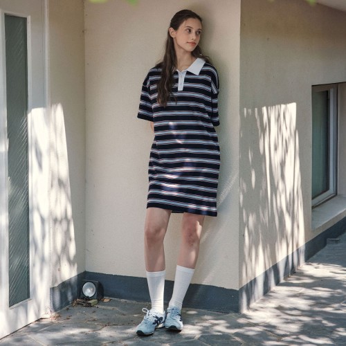 [제로스트릿][2컬러] 스트라이프 카라 원피스 COLLAR STRIPE ONE-PIECE